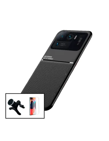 Kit Capa Magnetic Lux + Vidro Full Cover + Suporte Magnético Reforçado para Xiaomi Mi 11 Ultra