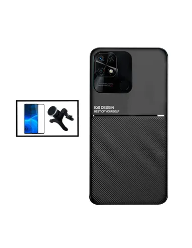 Kit Capa Magnetic Lux + Vidro Full Cover + Suporte Magnético Reforçado para Xiaomi Poco C40 - Preto