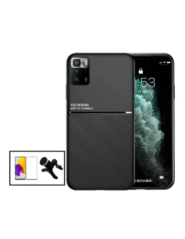 Kit Capa Magnetic Lux + Vidro Full Cover + Suporte Magnético Reforçado para Xiaomi Poco X3 GT