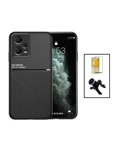 Kit Capa Magnetic Lux + Vidro Full Cover + Suporte Magnético Reforçado para Xiaomi Poco X5 - Preto