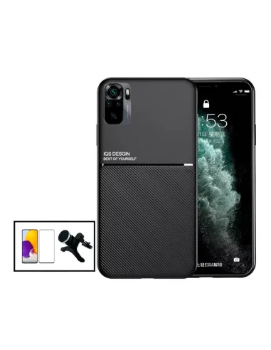 Kit Capa Magnetic Lux + Vidro Full Cover + Suporte Magnético Reforçado para Xiaomi Redmi 10 2022