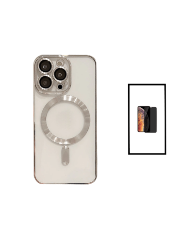 Kit Capa LuxArmor MagSafe Camera Protection + Película 5D Anti-Spy para Apple iPhone 14 - Cinza