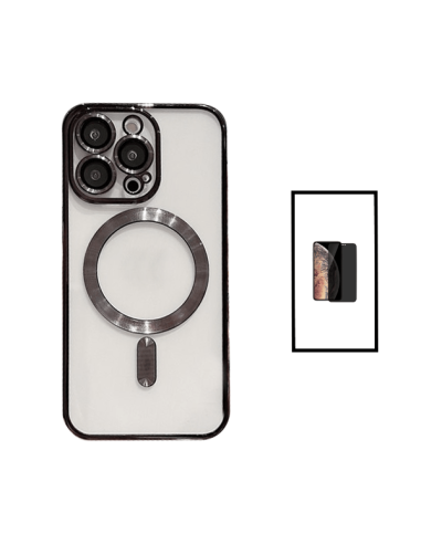 Kit Capa LuxArmor MagSafe Camera Protection + Película 5D Anti-Spy para Apple iPhone 14 - Preto