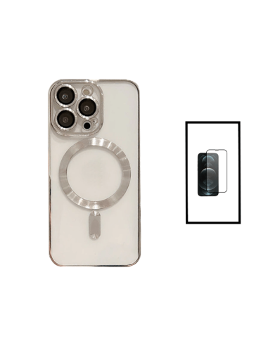 Kit Capa LuxArmor MagSafe Camera Protection + Vidro 5D Full Cover para Apple iPhone 14 - Cinza