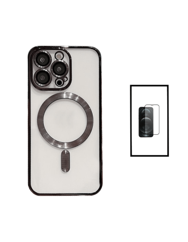 Kit Capa LuxArmor MagSafe Camera Protection + Vidro 5D Full Cover para Apple iPhone 14 - Preto