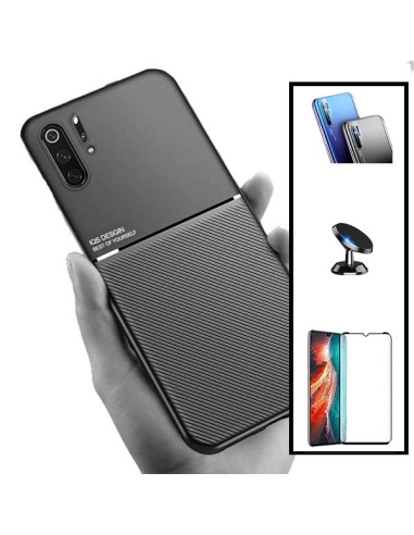 Kit Capa Magnetic Lux + 5D Full Cover + Película de Câmara + Suporte Magnético de Carro para Huawei P30 Pro