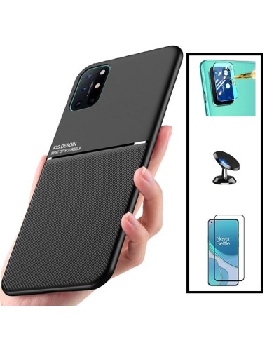 Kit Capa Magnetic Lux + 5D Full Cover + Película de Câmara + Suporte Magnético de Carro para onePlus 8T+ 5G