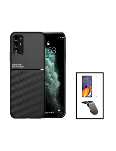 Kit Capa Magnetic Lux + Vidro Full Cover + Suporte Magnético L para Oppo A94 5G - Preto