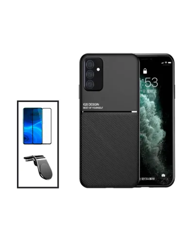 Kit Capa Magnetic Lux + Vidro Full Cover + Suporte Magnético L para Samsung Galaxy A04s - Preto