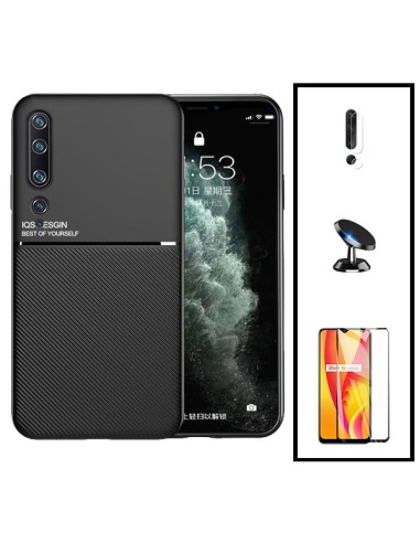 Kit Capa Magnetic Lux + 5D Full Cover + Película de Câmara + Suporte Magnético de Carro para Xiaomi Mi Note 10 Pro