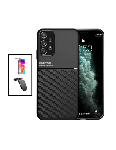 Kit Capa Magnetic Lux + Vidro Full Cover + Suporte Magnético L para Samsung Galaxy A33 5G - Preto