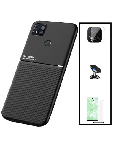 Kit Capa Magnetic Lux + 5D Full Cover + Película de Câmara + Suporte Magnético de Carro para Xiaomi Redmi 9C