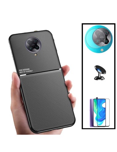 Kit Capa Magnetic Lux + 5D Full Cover + Película de Câmara + Suporte Magnético de Carro para Xiaomi Redmi K30 Ultra