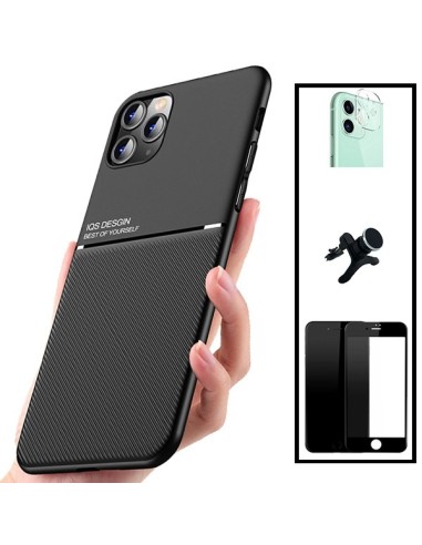 Kit Capa Magnetic Lux + 5D Full Cover + Película de Câmara + Suporte Magnético de Carro Reforçado para iPhone SE 2020