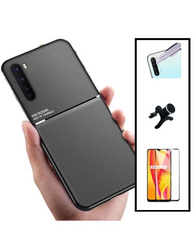 Kit Capa Magnetic Lux + 5D Full Cover + Película de Câmara + Suporte Magnético de Carro Reforçado para onePlus Nord