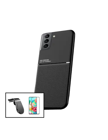 Kit Capa Magnetic Lux + Vidro Full Cover + Suporte Magnético L para Samsung Galaxy S21