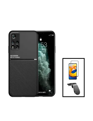 Kit Capa Magnetic Lux + Vidro Full Cover + Suporte Magnético L para Xiaomi 11i HyperCharge - Preto