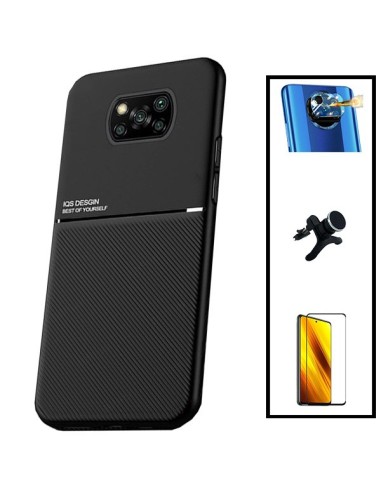 Kit Capa Magnetic Lux + 5D Full Cover + Película de Câmara + Suporte Magnético de Carro Reforçado para Xiaomi Poco X3