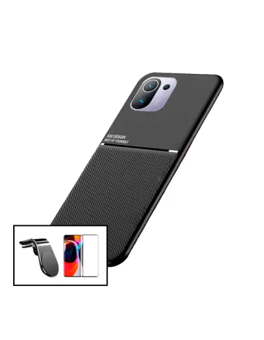 Kit Capa Magnetic Lux + Vidro Full Cover + Suporte Magnético L para Xiaomi Mi 11 Pro