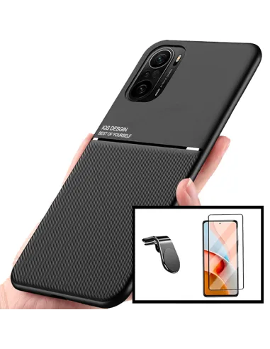 Kit Capa Magnetic Lux + Vidro Full Cover + Suporte Magnético L para Xiaomi Mi 11i