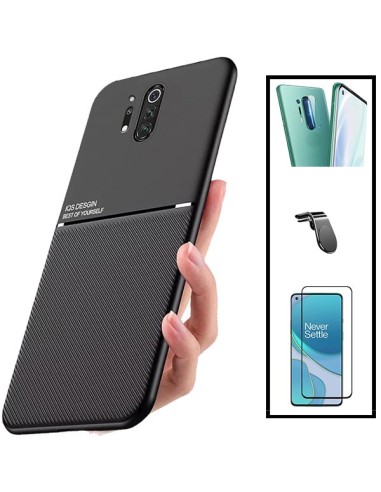 Kit Capa Magnetic Lux + 5D Full Cover + Película de Câmara + Suporte Magnético L Safe Driving para onePlus 8 Pro