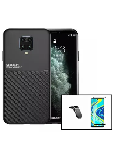 Kit Capa Magnetic Lux + Vidro Full Cover + Suporte Magnético L para Xiaomi Poco M2 Pro