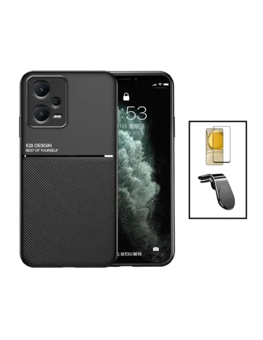 Kit Capa Magnetic Lux + Vidro Full Cover + Suporte Magnético L para Xiaomi Poco X5 - Preto