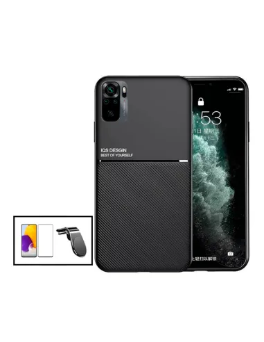 Kit Capa Magnetic Lux + Vidro Full Cover + Suporte Magnético L para Xiaomi Redmi 10