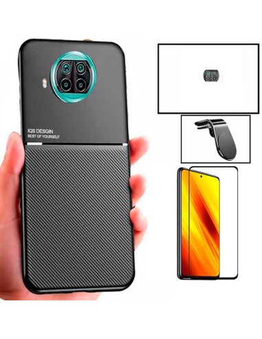 Kit Capa Magnetic Lux + 5D Full Cover + Película de Câmara + Suporte Magnético L Safe Driving para Xiaomi Mi 10i 5G