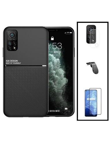 Kit Capa Magnetic Lux + 5D Full Cover + Película de Câmara + Suporte Magnético L Safe Driving para Xiaomi Mi 10T Pro 5G