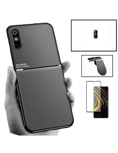 Kit Capa Magnetic Lux + 5D Full Cover + Película de Câmara + Suporte Magnético L Safe Driving para Xiaomi Redmi 9AT