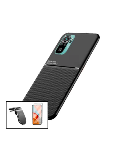 Kit Capa Magnetic Lux + Vidro Full Cover + Suporte Magnético L para Xiaomi Redmi Note 10