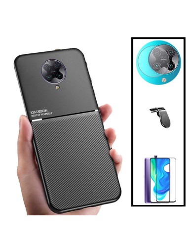 Kit Capa Magnetic Lux + 5D Full Cover + Película de Câmara + Suporte Magnético L Safe Driving para Xiaomi Redmi K30 Ultra