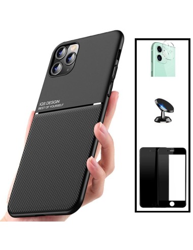 Kit Capa Magnetic Lux + 5D Full Cover + Película de Câmara Traseira + Suporte Magnético de Carro para iPhone 7