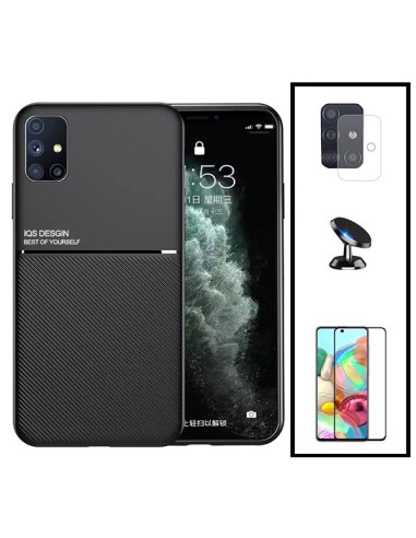 Kit Capa Magnetic Lux + 5D Full Cover + Película de Câmara Traseira + Suporte Magnético de Carro para Samsung Galaxy A31