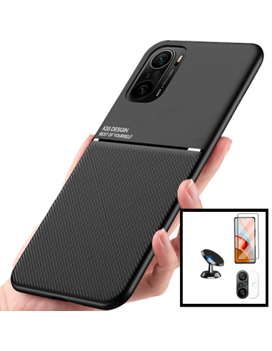 Kit Capa Magnetic Lux + 5D Full Cover + Película de Câmara Traseira + Suporte Magnético de Carro para Xiaomi Mi 11i