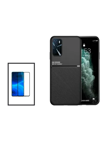 Kit Capa Magnetic Lux + Vidro Full Cover para Oppo A16 - Preto