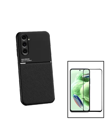 Kit Capa Magnetic Lux + Vidro Full Cover para Samsung Galaxy F34 5G - Preto