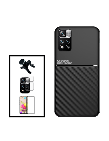 Kit Capa Magnetic Lux + 5D Full Cover + Película de Câmara Traseira + Suporte Magnético de Carro Reforçado para Xiaomi 11i