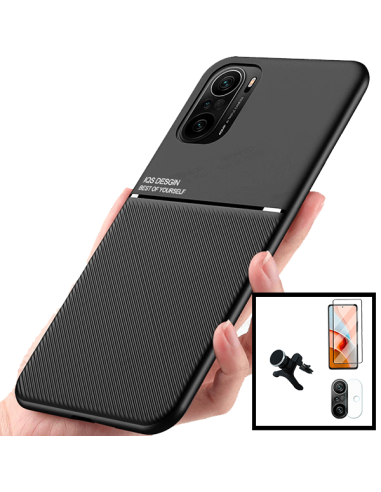 Kit Capa Magnetic Lux + 5D Full Cover + Película de Câmara Traseira + Suporte Magnético de Carro Reforçado para Xiaomi Mi 11i