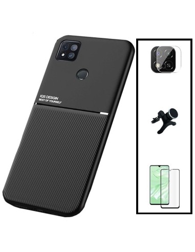 Kit Capa Magnetic Lux + 5D Full Cover + Película de Câmara Traseira + Suporte Magnético de Carro Reforçado para Xiaomi Poco C3