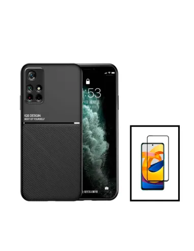 Kit Capa Magnetic Lux + Vidro Full Cover para Xiaomi Poco M4 Pro - Preto