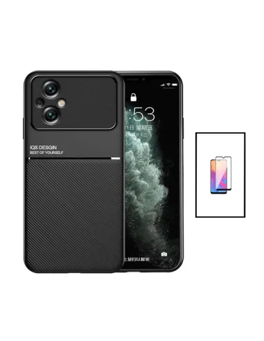 Kit Capa Magnetic Lux + Vidro Full Cover para Xiaomi Poco M5 - Preto