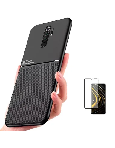 Kit Capa Magnetic Lux + Vidro Full Cover para Xiaomi Redmi 9