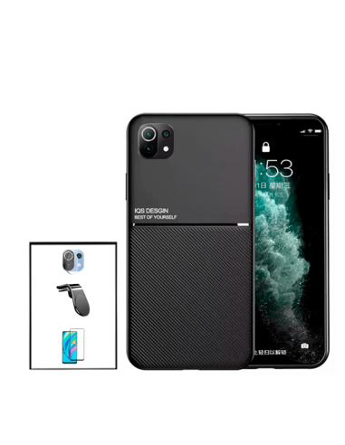 Kit Capa Magnetic Lux + 5D Full Cover + Película de Câmara Traseira + Suporte Magnético L Safe Driving para Xiaomi Mi 11 Lite