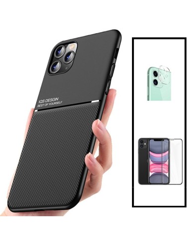 Kit Capa Magnetic Lux + 5D Full Cover + Película de Câmara Traseira para iPhone 11 Pro