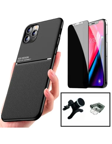 Kit Capa Magnetic Lux + Anti-Spy + Película de Câmara + Suporte Magnético Reforçado para iPhone 11