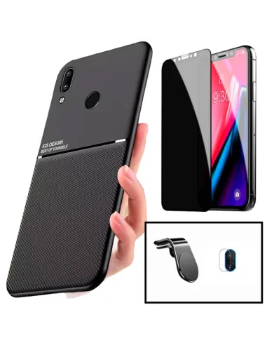 Kit Capa Magnetic Lux + Anti-Spy + Película de Câmara + Suporte Magnético L para Huawei P Smart 2019