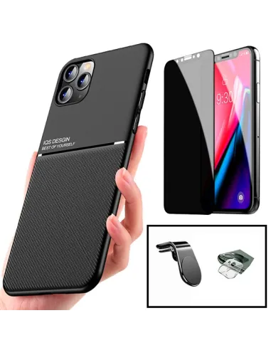 Kit Capa Magnetic Lux + Anti-Spy + Película de Câmara + Suporte Magnético L para iPhone 11