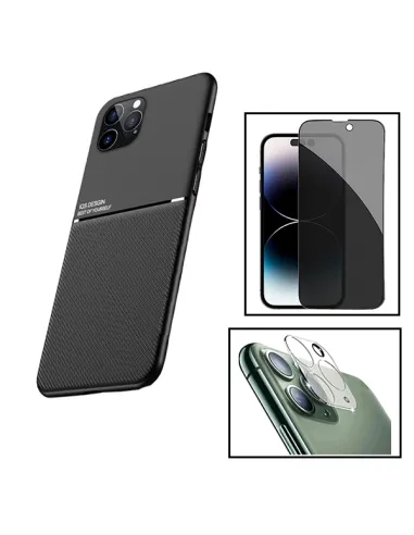 Kit Capa Magnetic Lux + Anti-Spy + Película de Câmara para Apple iPhone 15 Plus - Preto